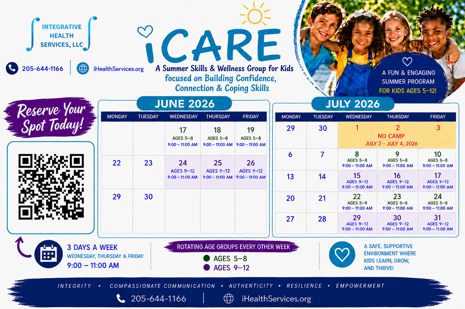 icare summer skills and wellness program integrative health services therapy and counseling near me